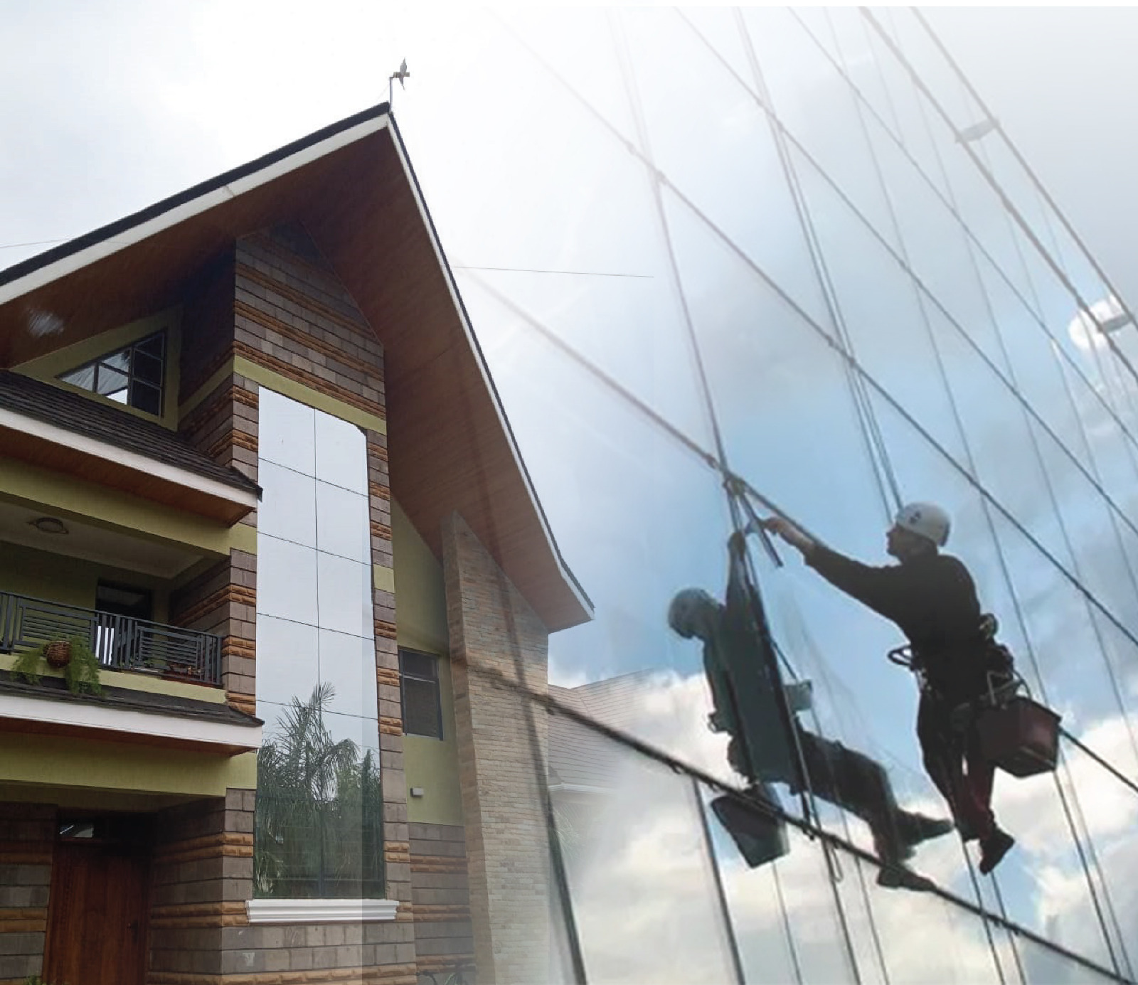 High window cleaning interior and exterior